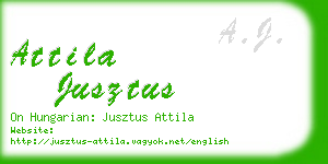 attila jusztus business card